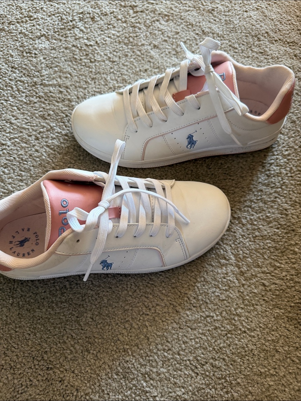 Polo Ralph Lauren White Sneakers with Pink Accents